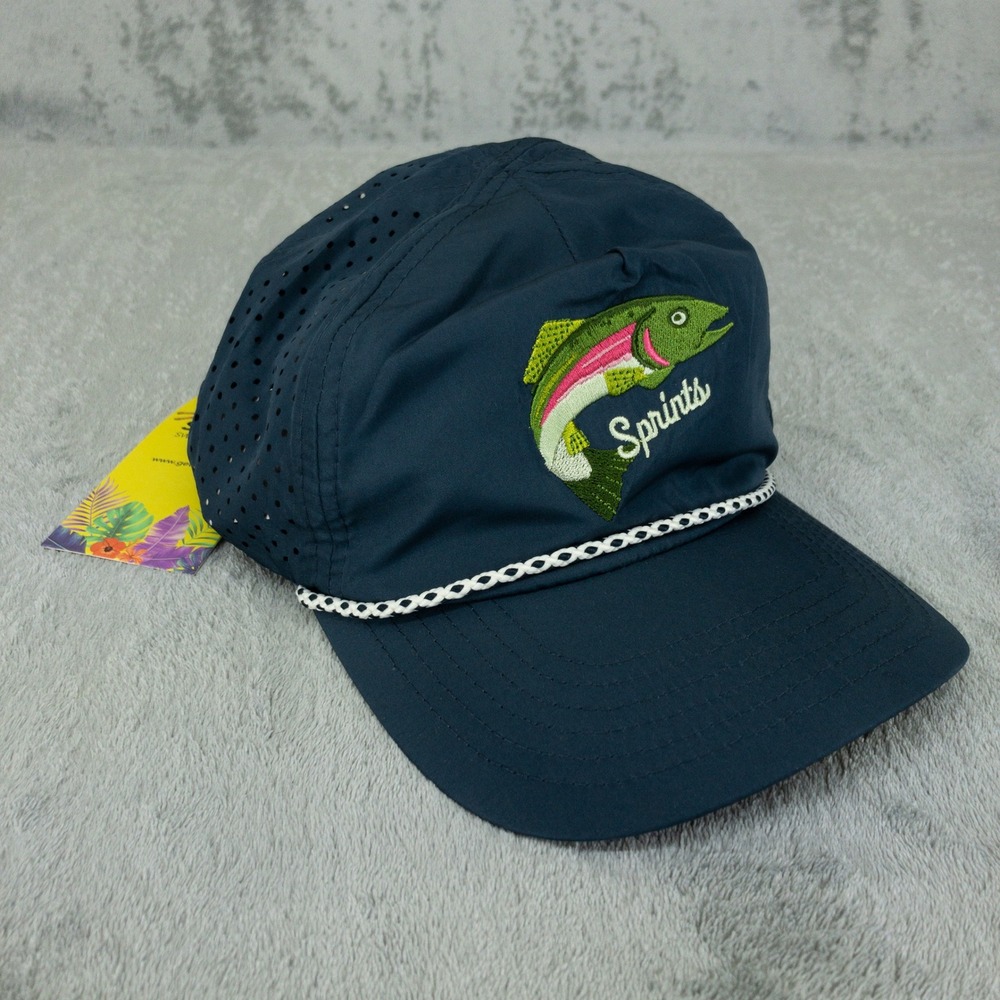 Sprints Snapback Hat Navy Blue Trout Fishing Rope Streamline EZ Rope Unisex